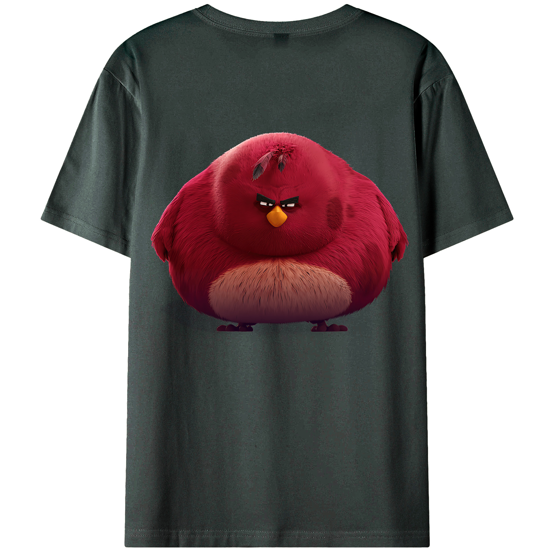 （画像用） Angry Birds アングリーバード 綿100％ メンズ半袖Tシャツ（バックプリント） 通気性